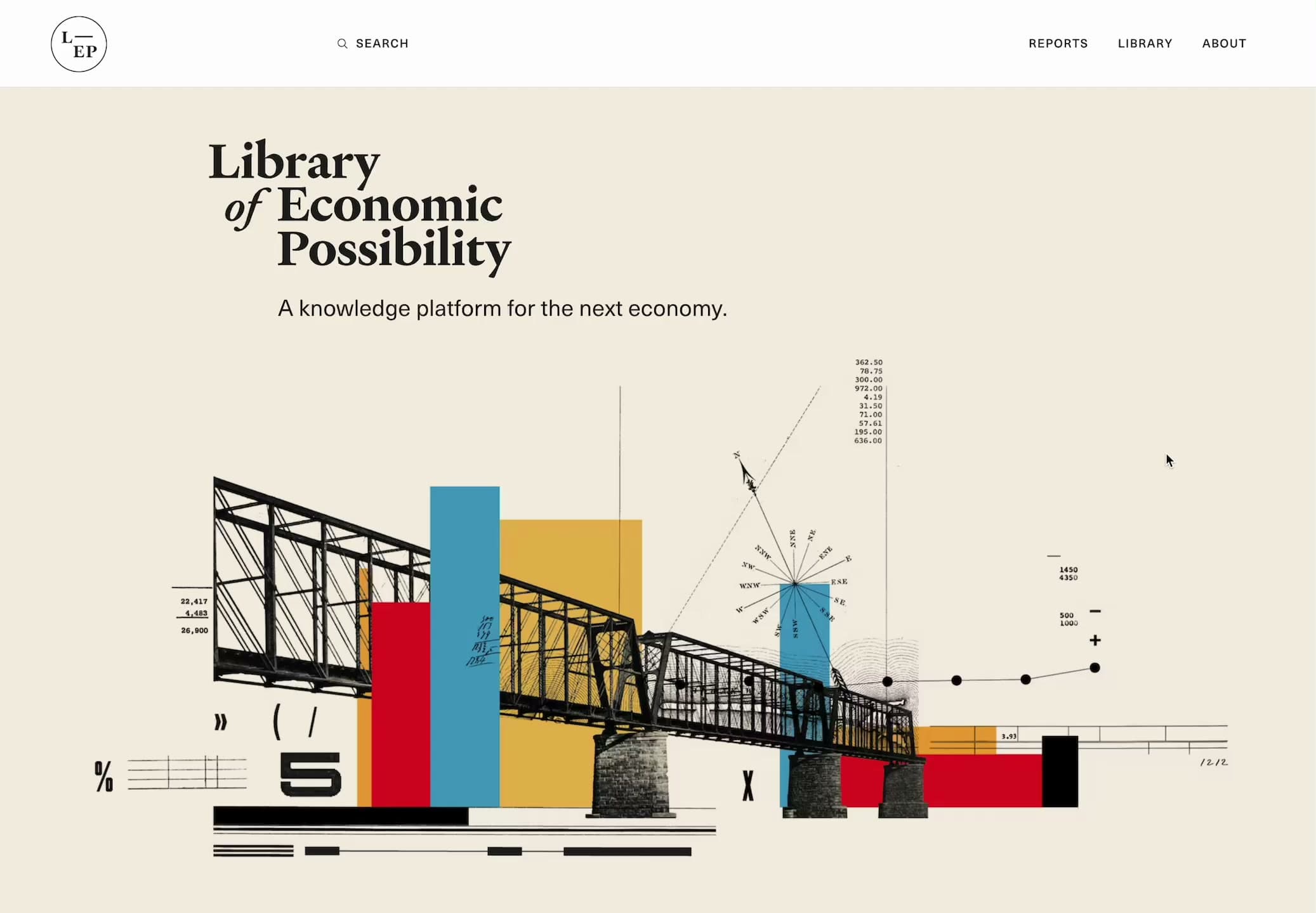 Overview of the Library of Economic Possibility desktop website.