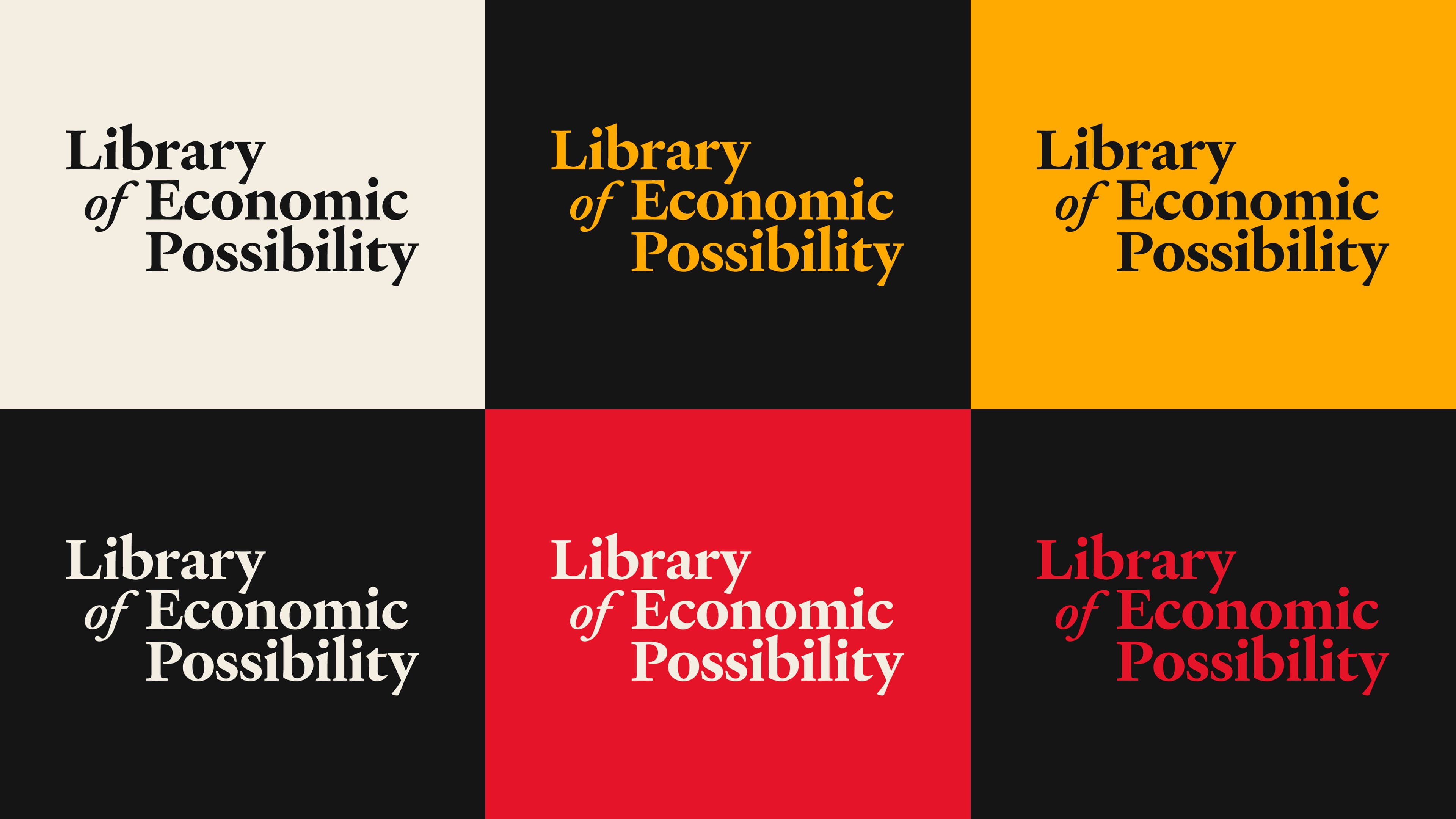 Brand typography system for the Library of Economic Possibility.