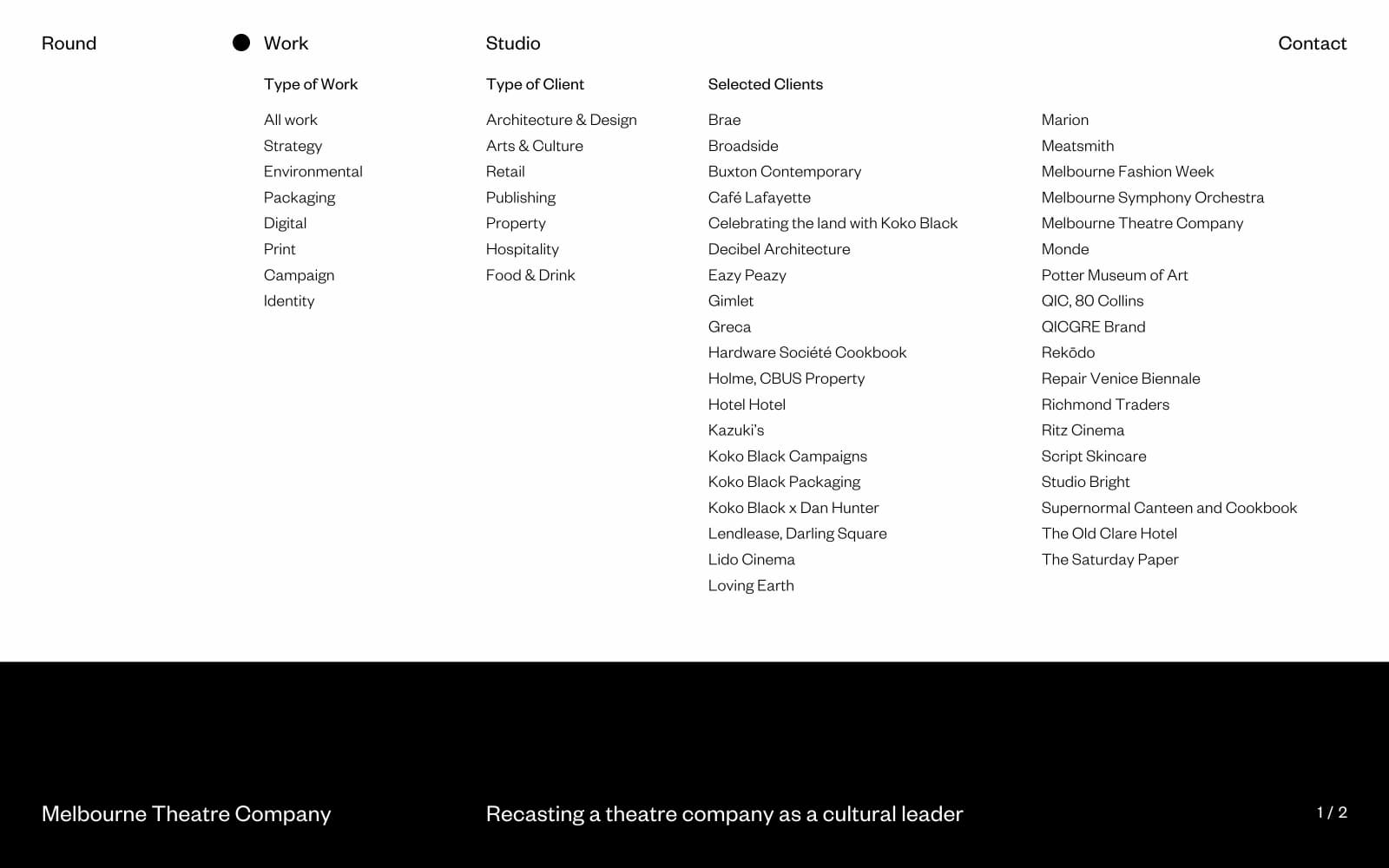 Studio Round website animated menu dots